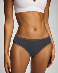 GRAY INK - Cotton Hipster Panty with Lace Trim