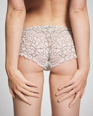 IVORY/BLACK CD - Corded Lace Cheeky Hipster Panty