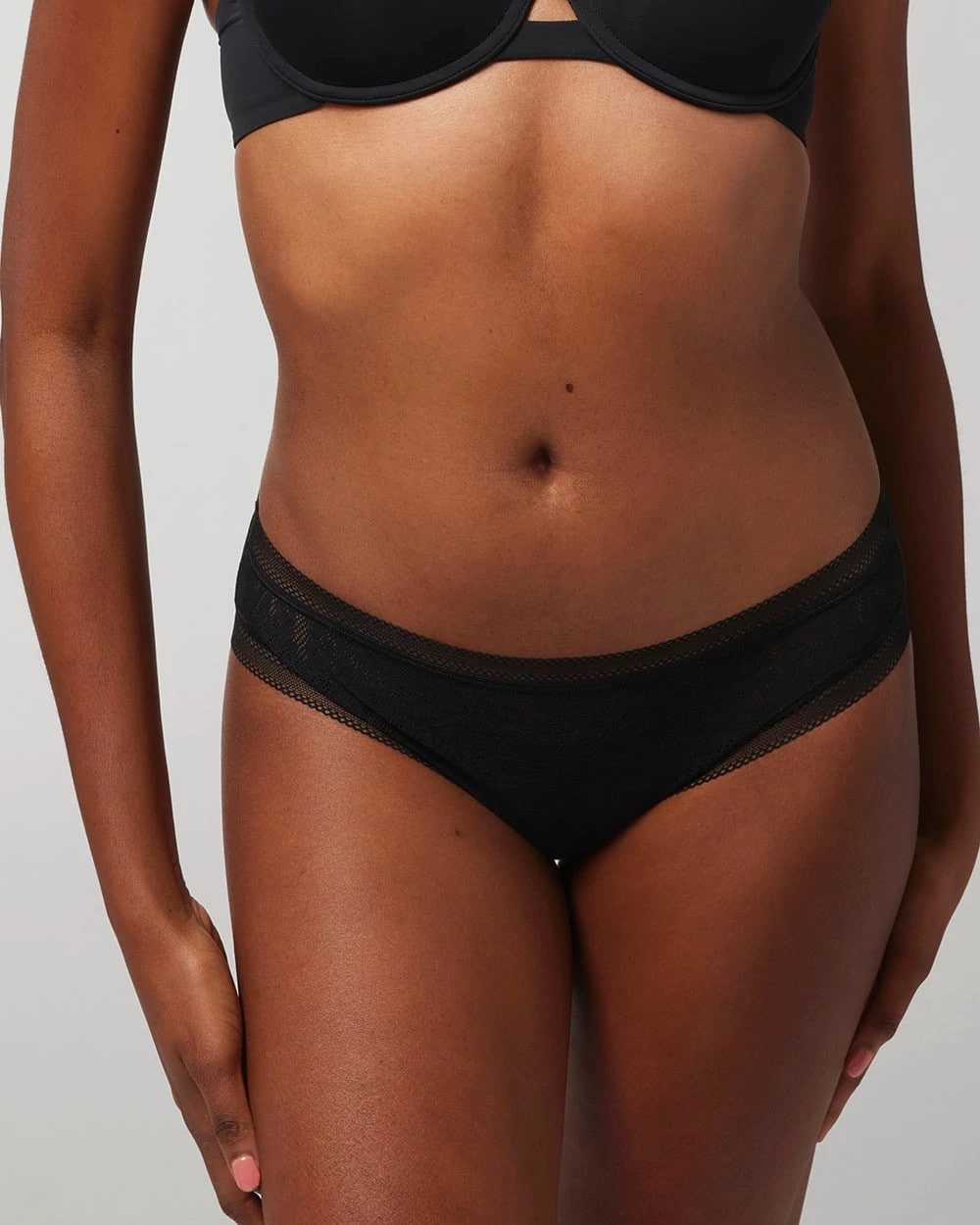 BLACK - Soma Hipster Panty with Stretch Lace