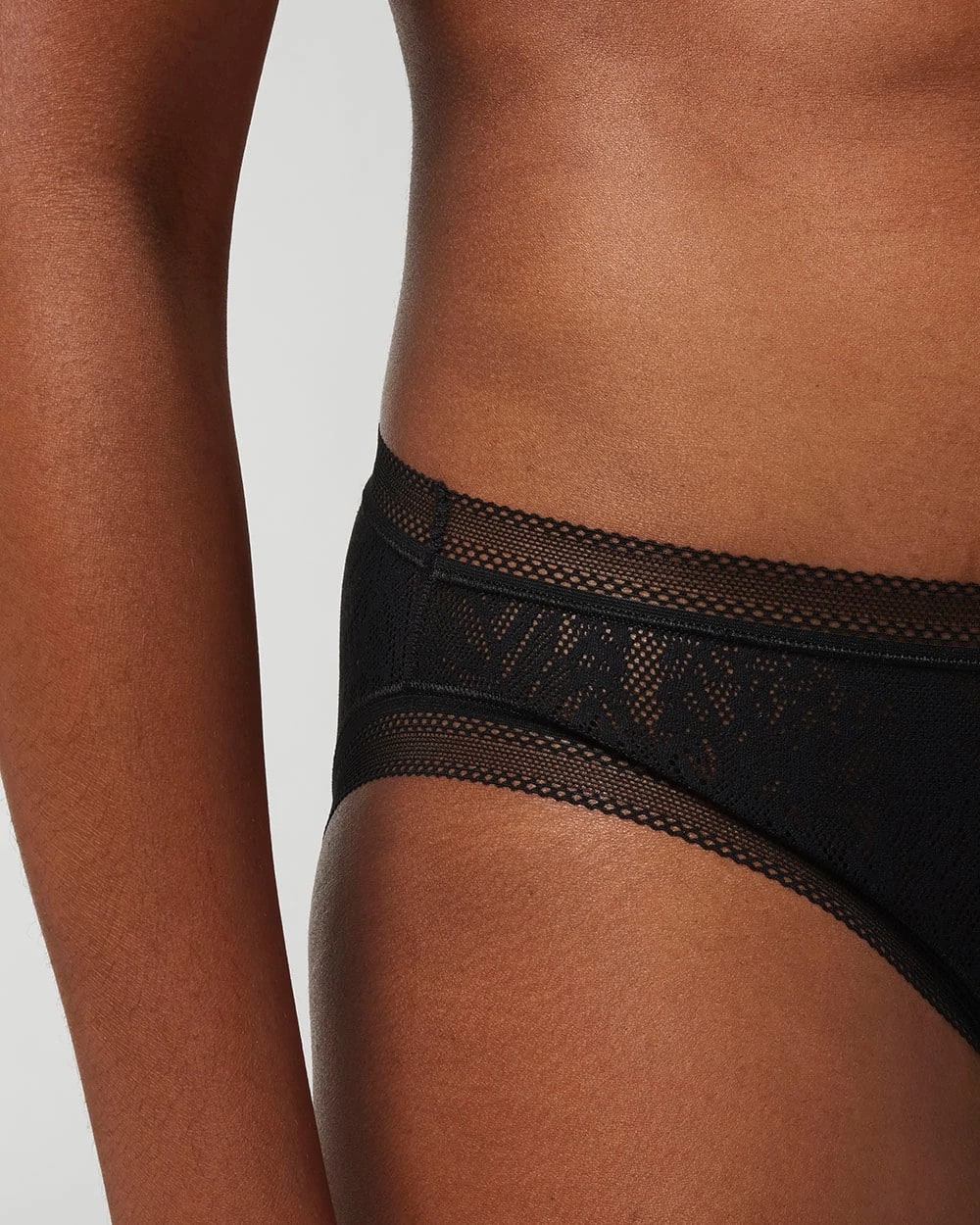 BLACK - Soma Hipster Panty with Stretch Lace