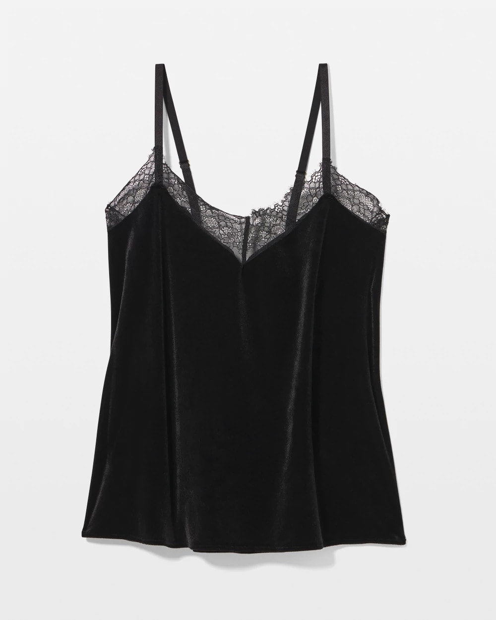 BLACK - Velvet Lace Trim Pajama Cami