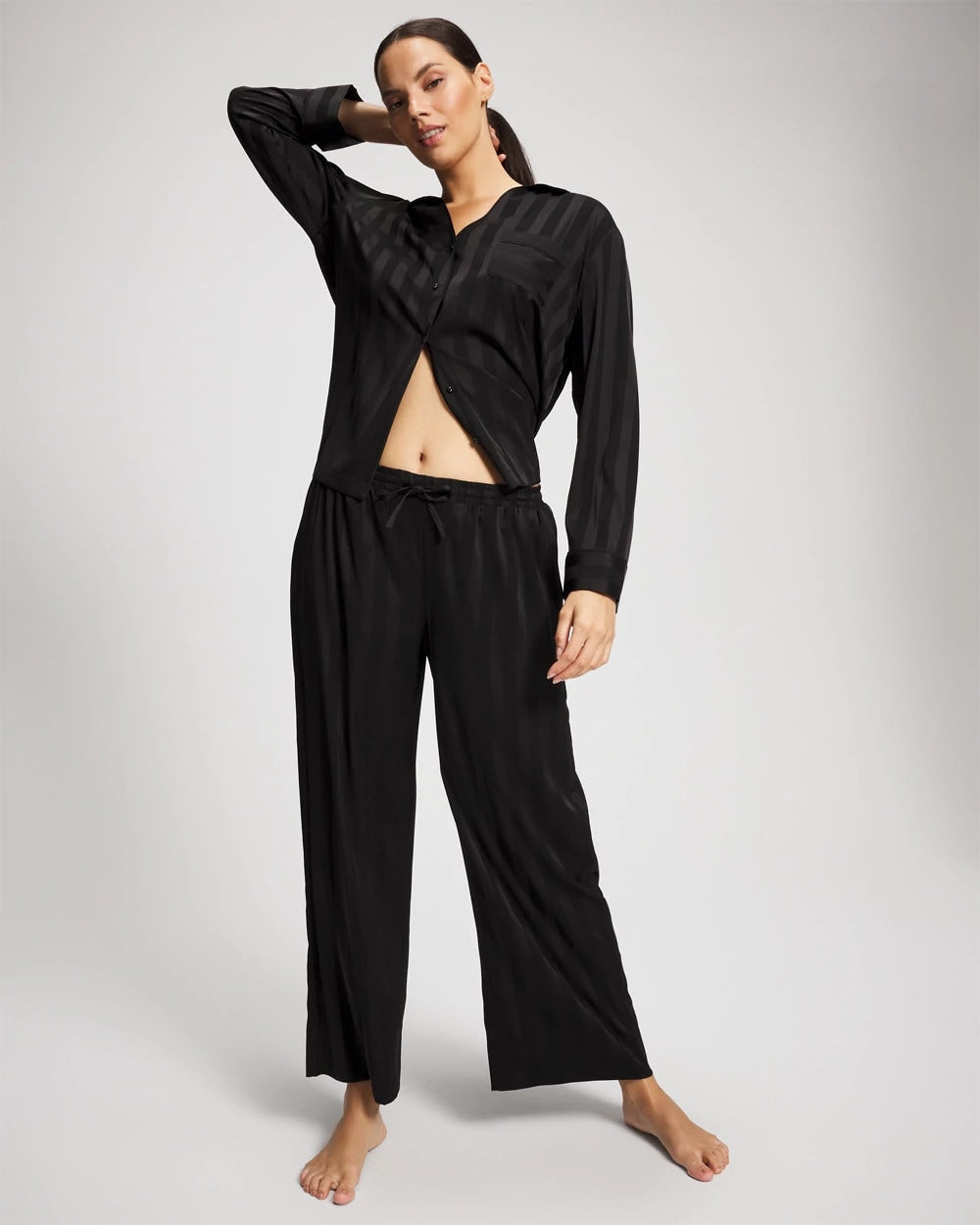 BLACK - Shadow Stripe Pajama Pant
