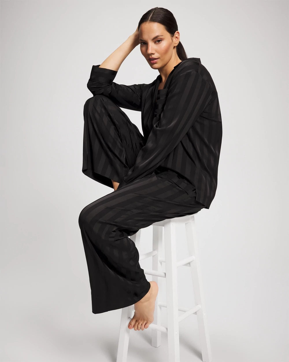 BLACK - Shadow Stripe Pajama Pant