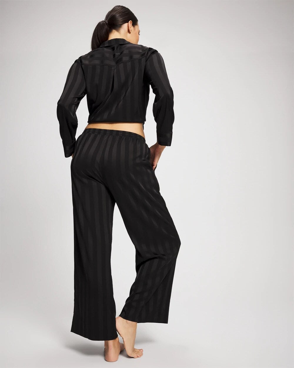 BLACK - Shadow Stripe Pajama Pant