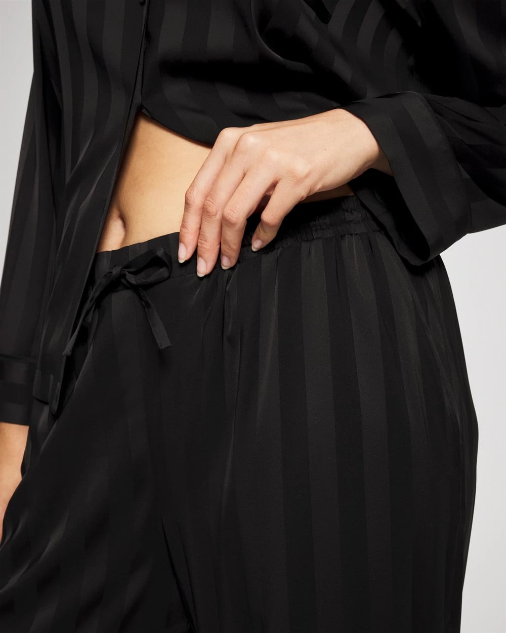 BLACK - Shadow Stripe Pajama Pant