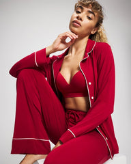 PAINT THE TOWN RED - Pajama Pant w/ Cuff and Piping