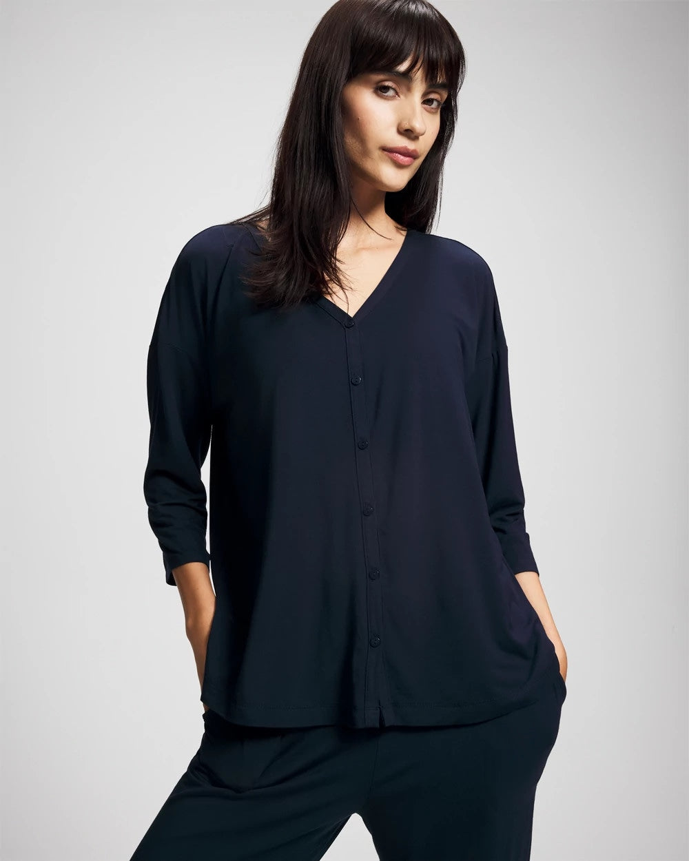 NIGHTFALL NAVY - Button-Up Pajama Top