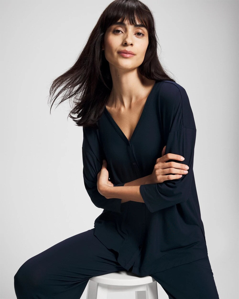 NIGHTFALL NAVY - Button-Up Pajama Top