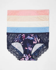 BLOOM BRIGHTLY MULTIPACK - Hipster Panty with Enchanting Lace 5 Pack