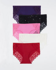 POET PINK MULTIPACK - Hipster Panty with Enchanting Lace 5 Pack