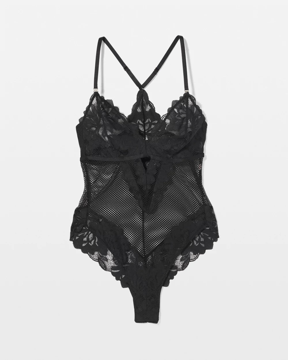 BLACK - Bodysuit with Mesh and Lace