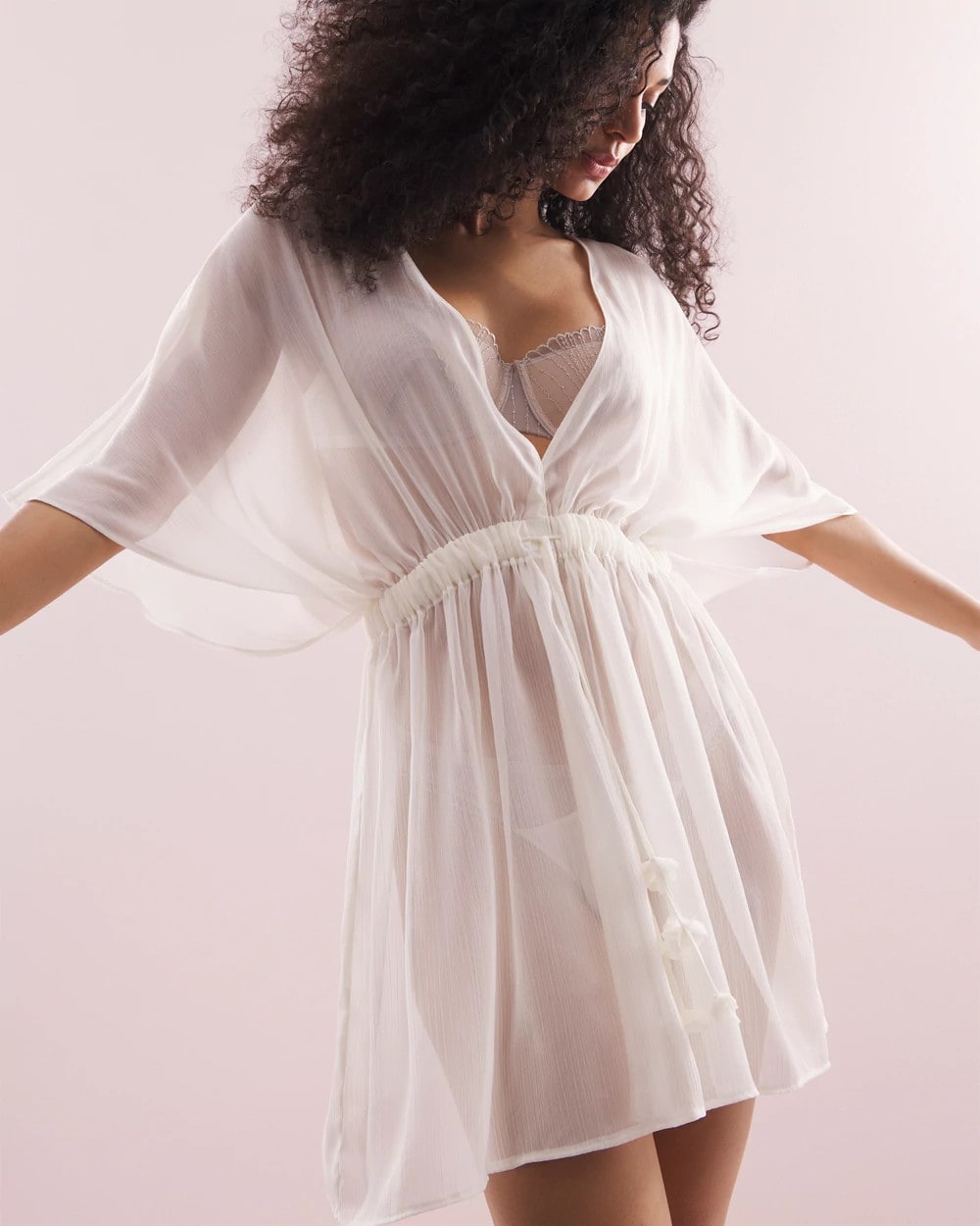 IVORY - Soma's Sexiest Crinkle Chiffon Tie Robe