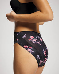FLORAL DREAMS BLACK MINI - Edge High-Leg Panty with Lace