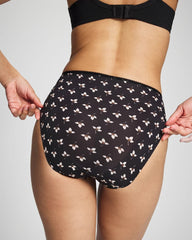 PEACEFUL PETALS MINI BLK - Edge High-Leg Panty with Lace