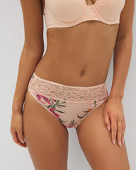 LE TIGRE FLORA MINI PEACH - Edge High-Leg Panty with Lace