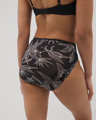 PLUMERIA BLOOMS BLK CH - Edge High-Leg Panty with Lace