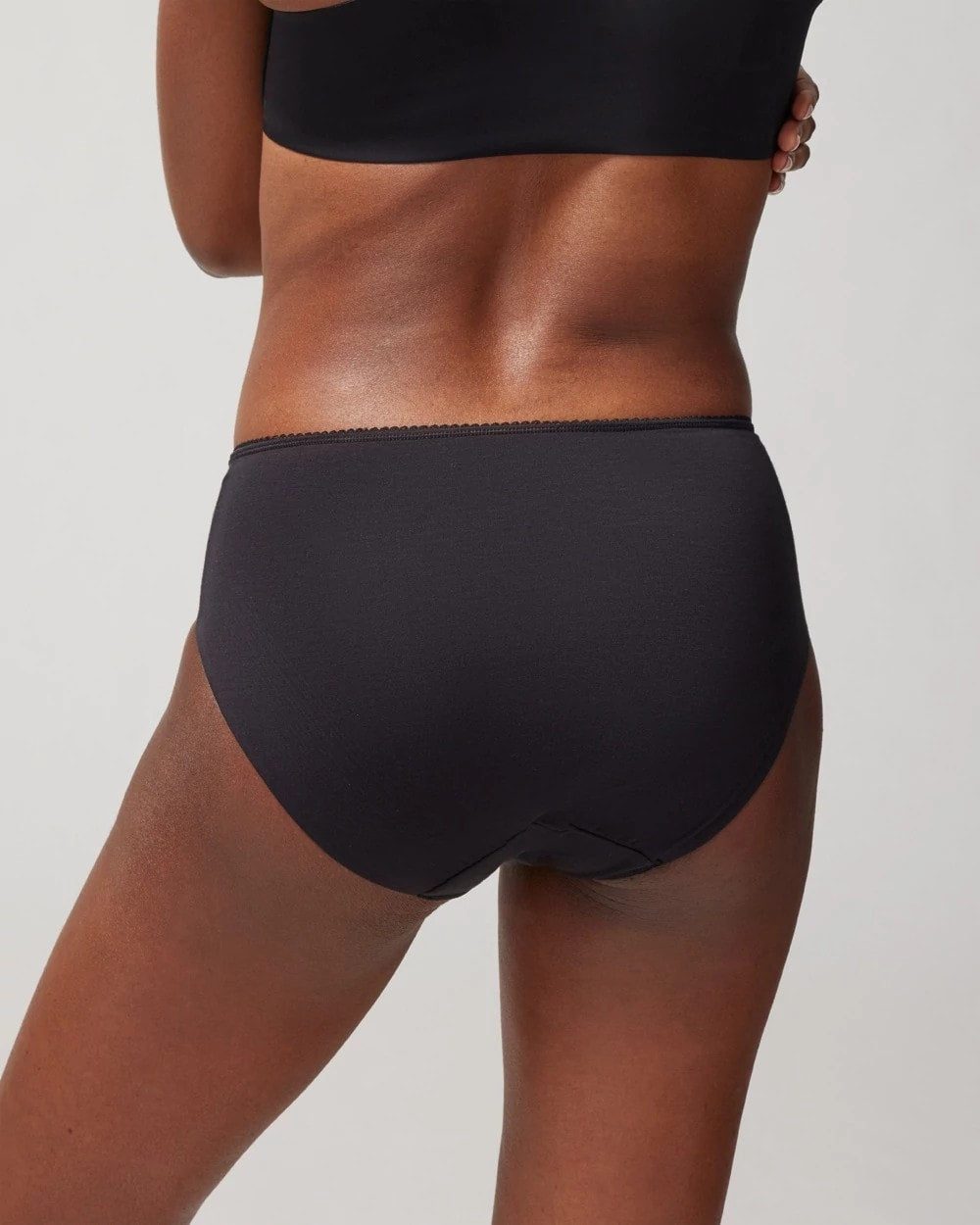 BLACK - Cotton Blend High-Leg Panty with Lace