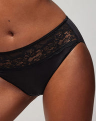 BLACK - Cotton Blend High-Leg Panty with Lace