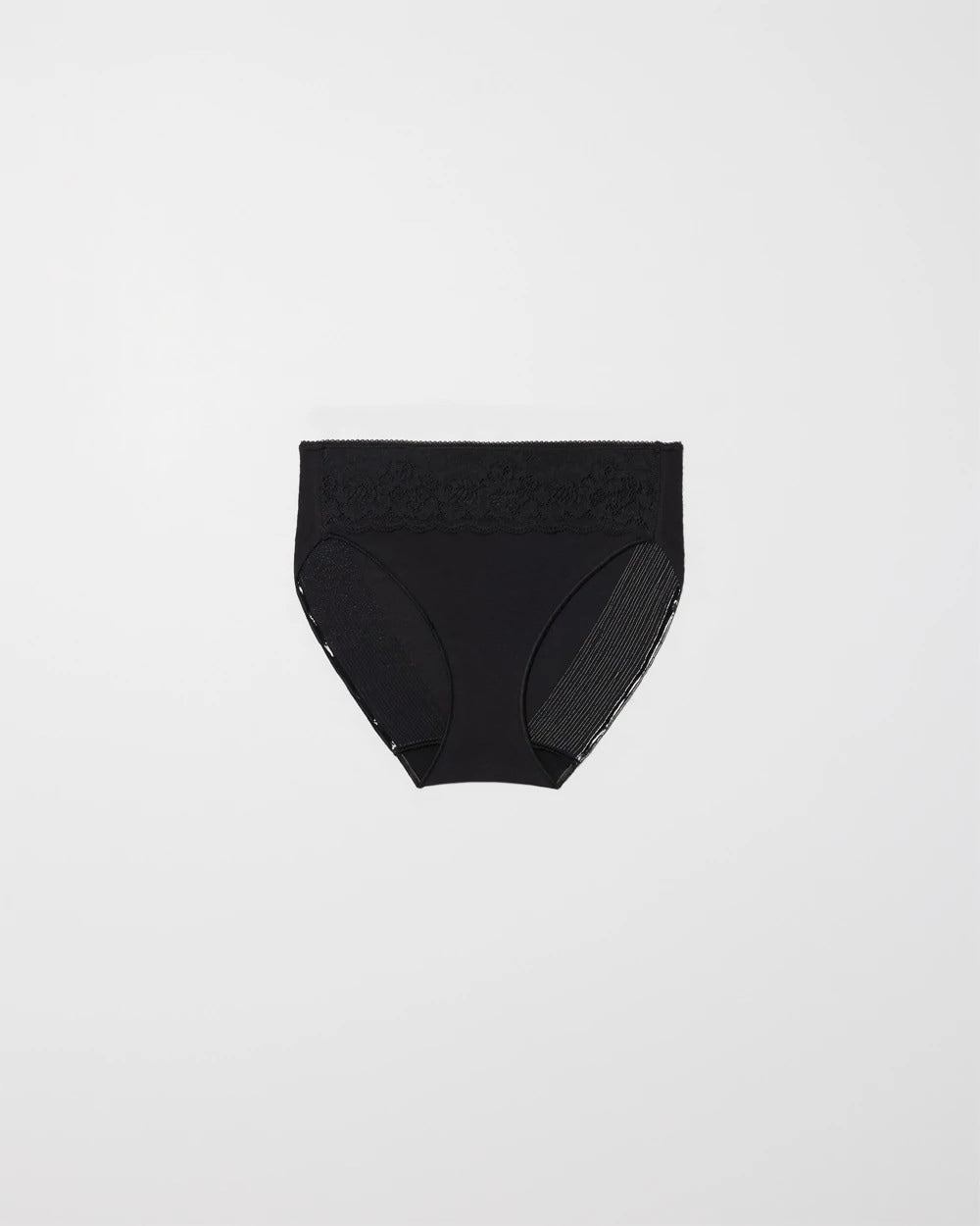 BLACK - Cotton Blend High-Leg Panty with Lace