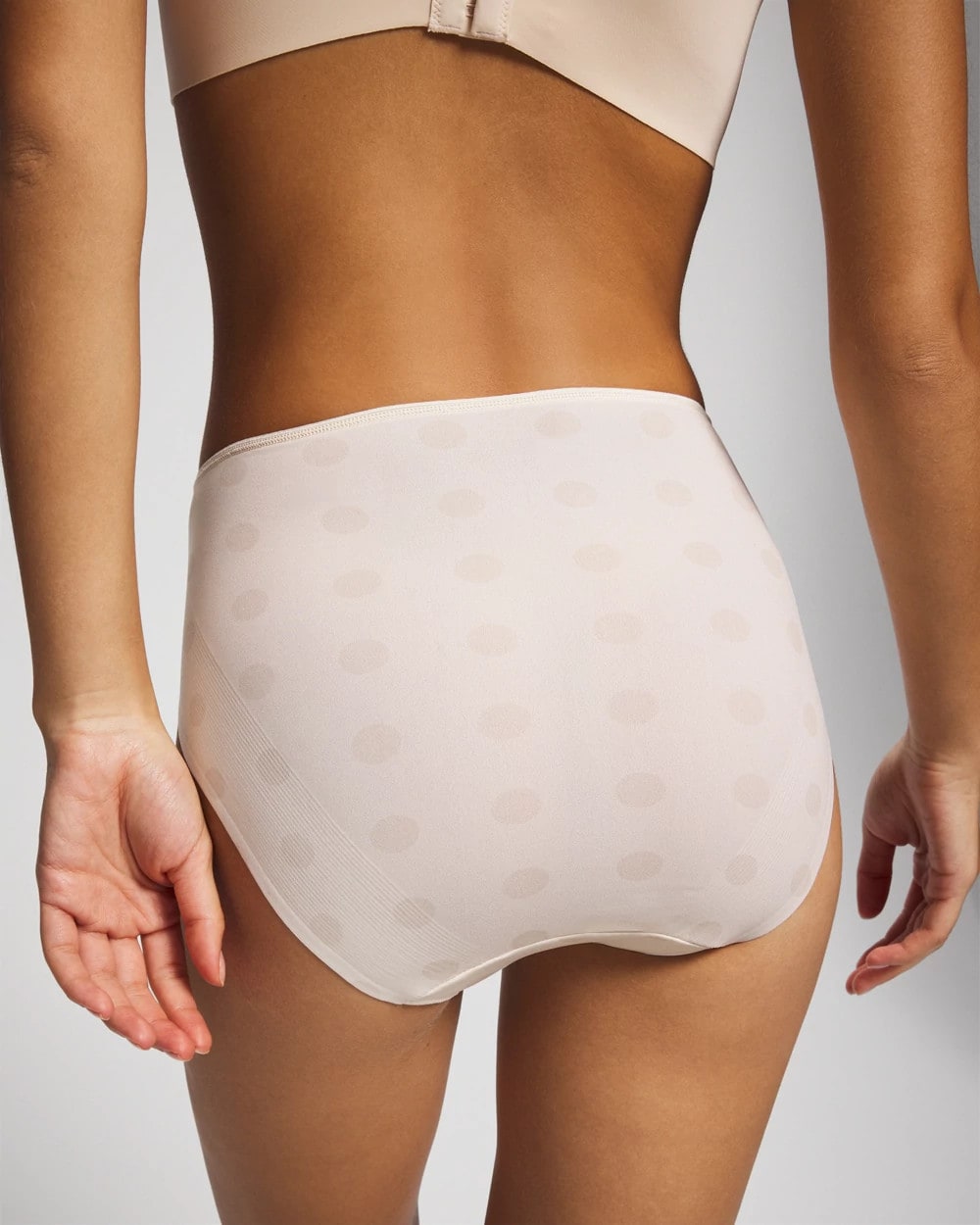DRAMA DOTS CHAMPAGNE - Tummy High-Leg Brief Panty with Lace