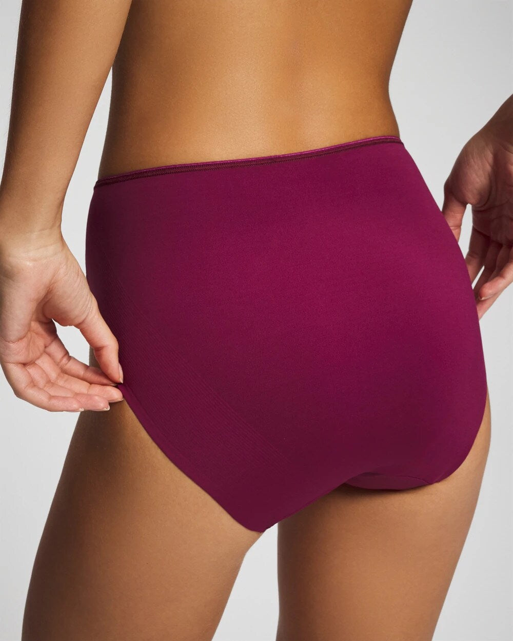 POMEGRANATE WINE - Tummy High-Leg Brief Panty with Lace