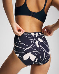 NOUVEAU FLORA MINI NAVY - Tummy High-Leg Brief Panty with Lace