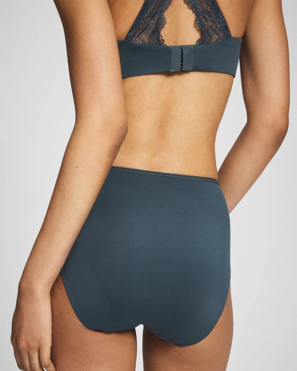 PETROL - Tummy High-Leg Brief Panty with Lace