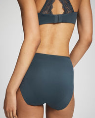 PETROL - Tummy High-Leg Brief Panty with Lace