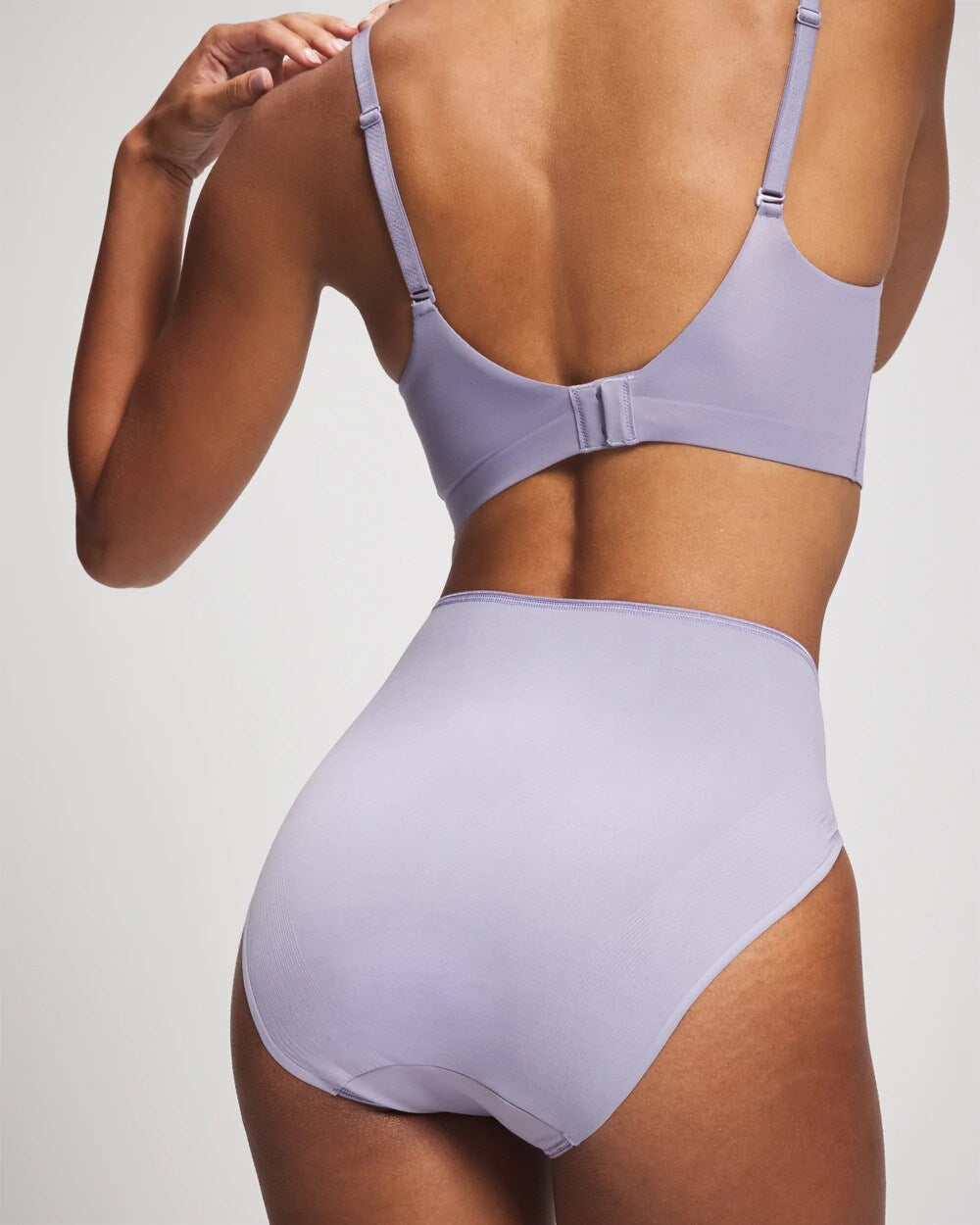 LAVENDER CLOUD - Tummy High-Leg Brief Panty with Lace