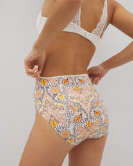VINE PAISLEY CHAMPAGNE M - Tummy High-Leg Brief Panty with Lace