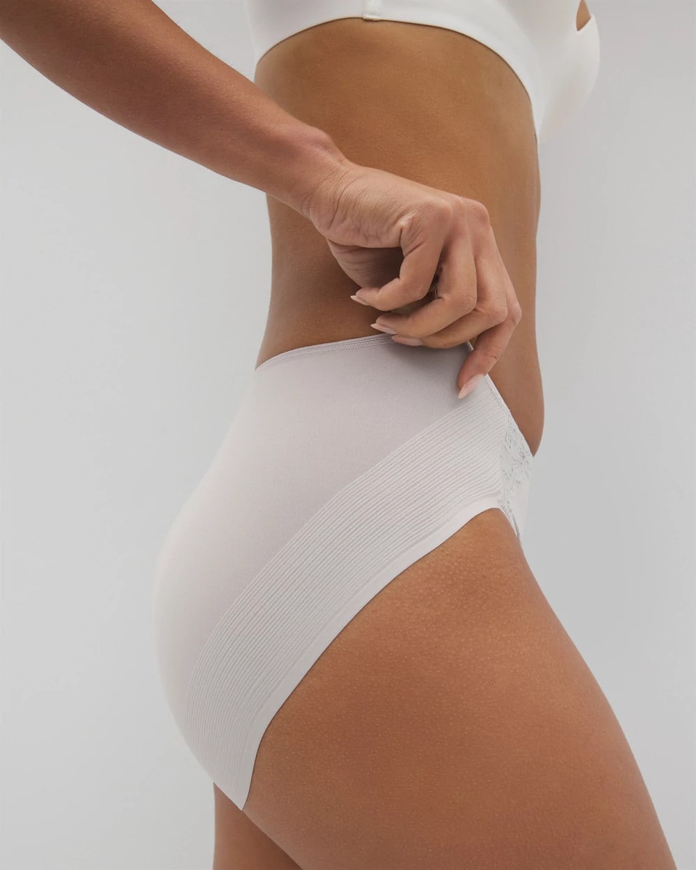 GRAY GLASS - Tummy High-Leg Brief Panty with Lace