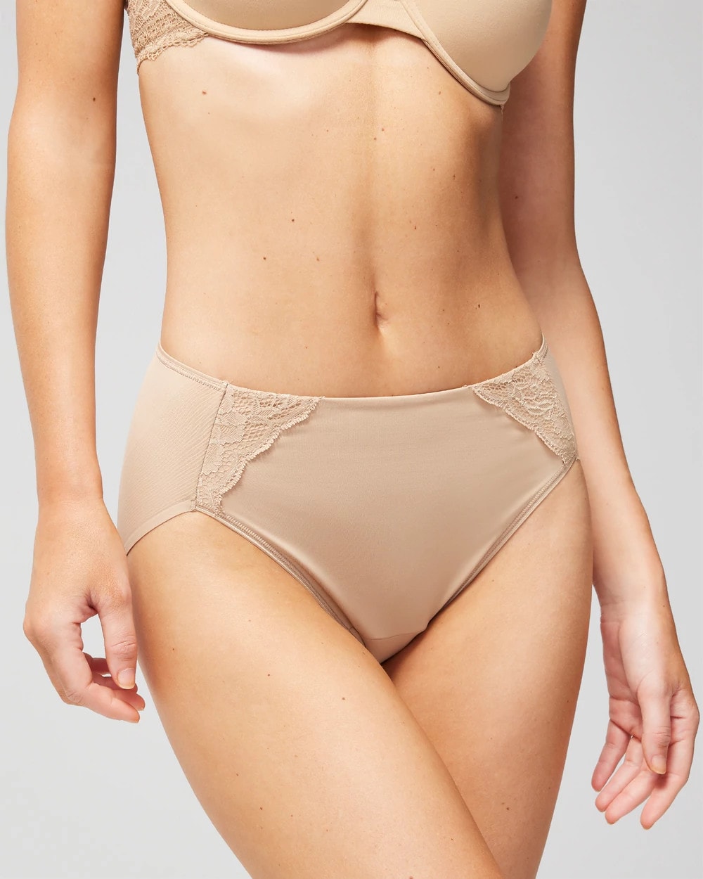 WARM AMBER - High-Leg Brief Panty with Lace