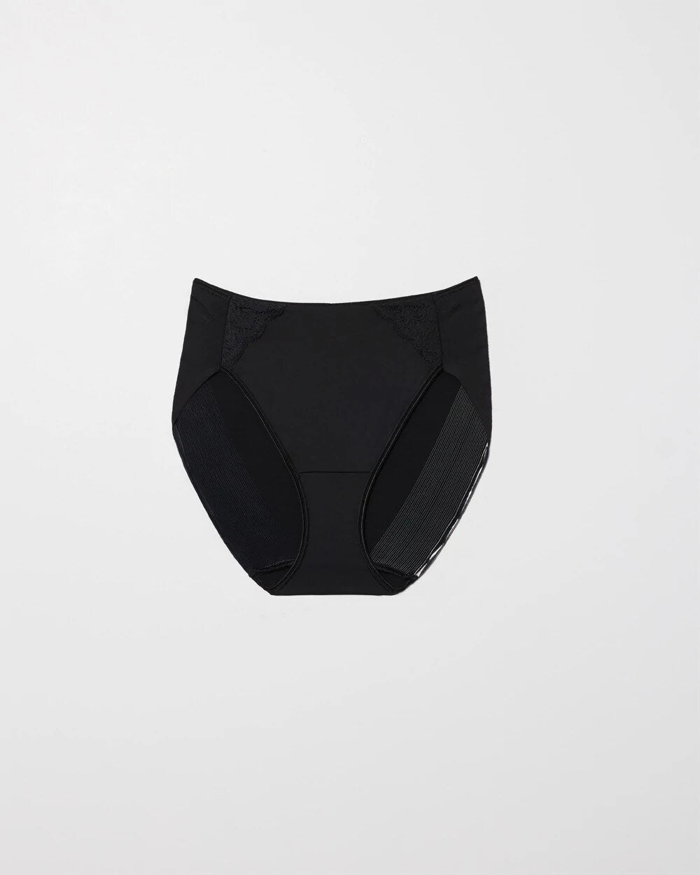 BLACK - High-Leg Brief Panty with Lace