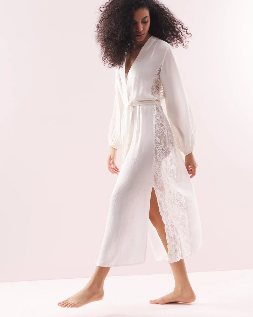IVORY - Soma's Sexiest Silk Chiffon Long Robe