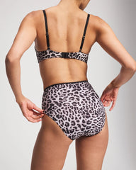 DIVINE LEOPARD MINI TAUPE - High-Leg Brief Panty
