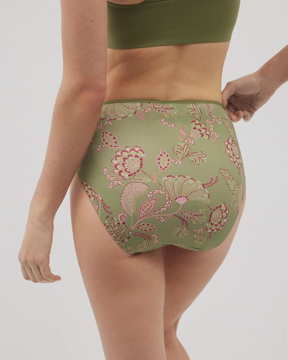 STITCH PAISLEY M GREEN - High-Leg Brief Panty