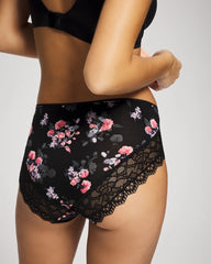 FLORAL DREAMS BLACK MINI - High-Leg Panty with Enchanting Lace