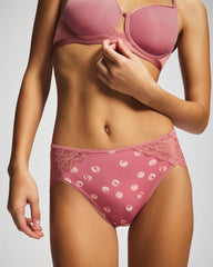 WATER SPOTS ANTIQUE PINK - High-Leg Panty with Enchanting Lace