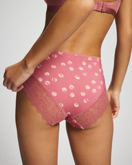 WATER SPOTS ANTIQUE PINK - High-Leg Panty with Enchanting Lace