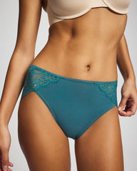 CERULEAN TEAL - High-Leg Panty with Enchanting Lace