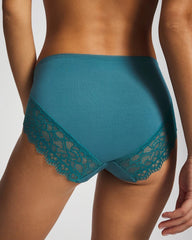 CERULEAN TEAL - High-Leg Panty with Enchanting Lace