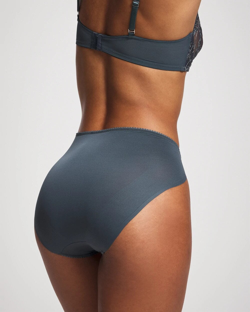 PETROL W GREEN MIST - High-Leg Brief Panty with Sensuous Lace