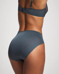 PETROL W GREEN MIST - High-Leg Brief Panty with Sensuous Lace