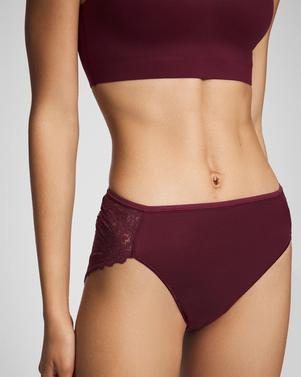 VELVET PLUM - Lace Back High-Leg Panty