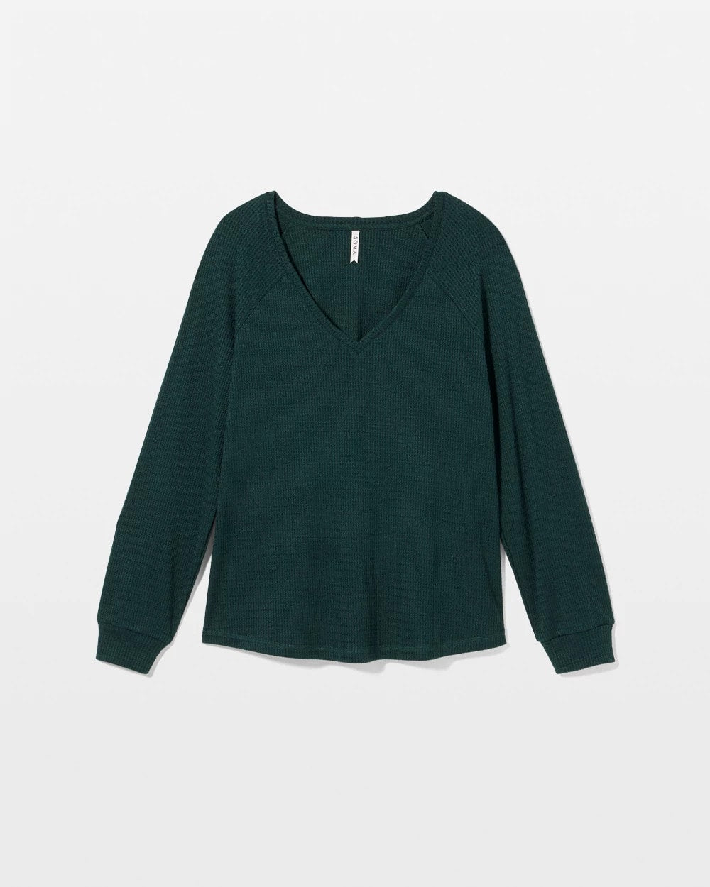 GREEN JOLIE - Cozy Waffle Long Sleeve V-Neck Pajama Top