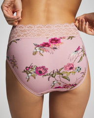 FEATHERED FANCY MINI PINK - High-Leg Panty with Enchanting Lace
