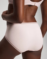 PRETTY PINK - Cotton High-Leg Brief Panty with Lace Trim