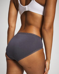 GRAY INK - Cotton High-Leg Brief Panty with Lace Trim