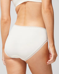 IVORY - Cotton High-Leg Brief Panty with Lace Trim