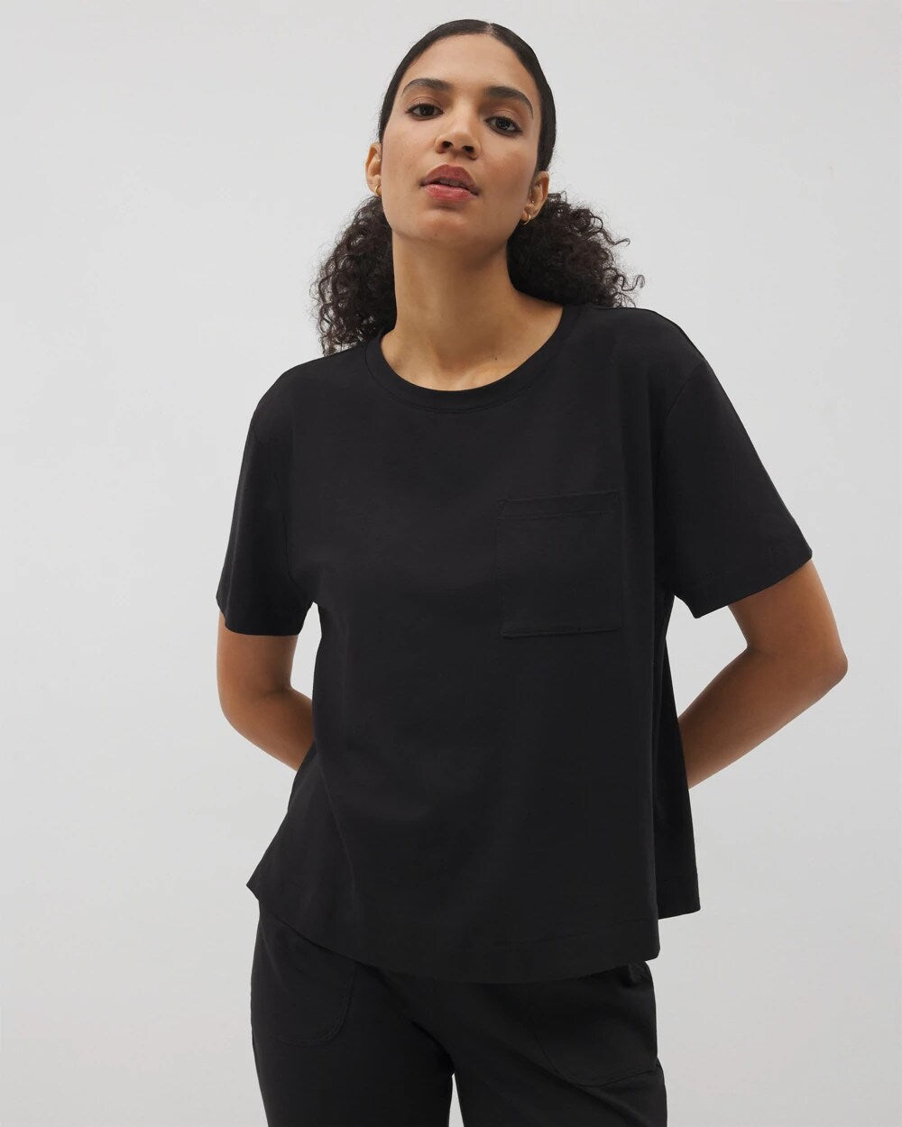 BLACK - Short-Sleeve Pocket Pajama Tee